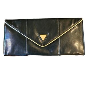Guess Black Clutch Envelope Black Snap Close Retro Evening Bag
